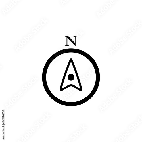 North direction compass icon isolated on transparent background