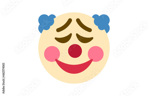 a sad looking clown face with eyes and a nose closed