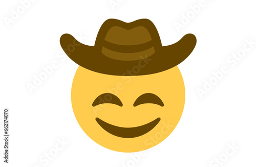 a smiley face wearing a cowboy hat with eyes closed,