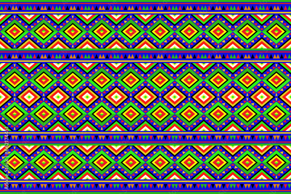 Traditional ethnic fabric pattern, seamless pattern design for textiles, rugs, wallpaper, clothing, sarong, scarf, batik, wrap, embroidery, print, background, vector illustration. thai fabric