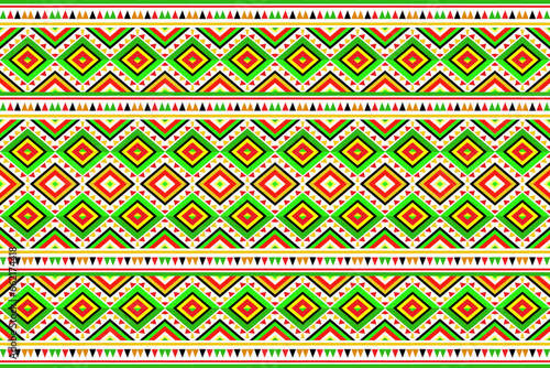 Traditional ethnic fabric pattern, seamless pattern design for textiles, rugs, wallpaper, clothing, sarong, scarf, batik, wrap, embroidery, print, background, vector illustration. thai fabric