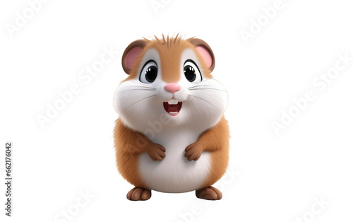 Portrait Cute Lemming 3D Cartoon Render Isolated on Transparent Background PNG.