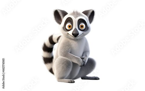 Standing Beautiful Lemur 3D Cartoon Render Isolated on Transparent Background PNG. © Haider
