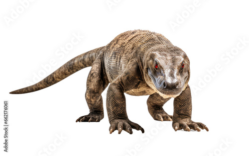 Komodo Dragon In Action 3D Cartoon Render Isolated on Transparent Background PNG. © Haider