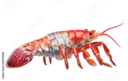 Red Mantis Shrimp 3D Cartoon Render Isolated on Transparent Background PNG.