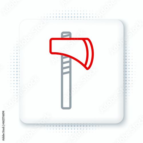 Line Native american tomahawk axe icon isolated on white background. Colorful outline concept. Vector