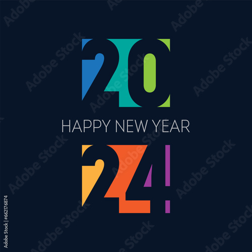 Brochure or calendar cover design template. Happy new year 2024, vertical bright banner. Cover of business diary for 2024 with wishes.