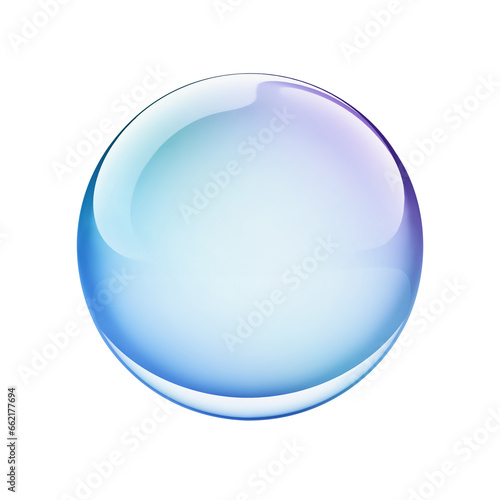 Blue glass sphere, water drop, soap bubble isolated on white. Clipping path included