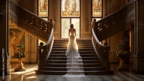 Castle wedding with a grand staircase