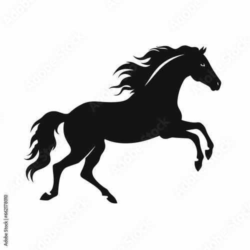 Horse black icon on white background. Horse silhouette