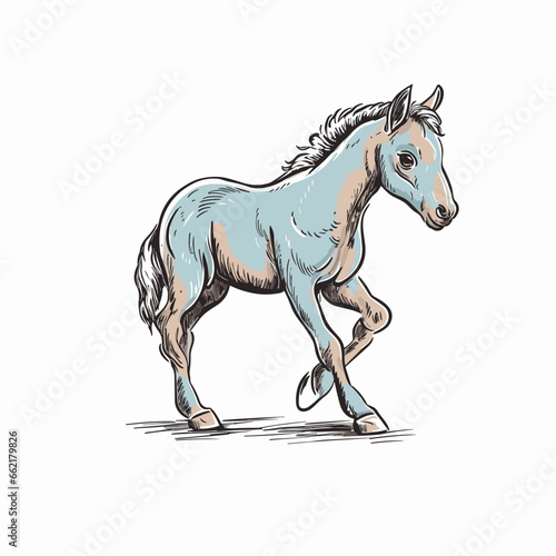 Foal hand-drawn illustration. Foal. Vector doodle style cartoon illustration