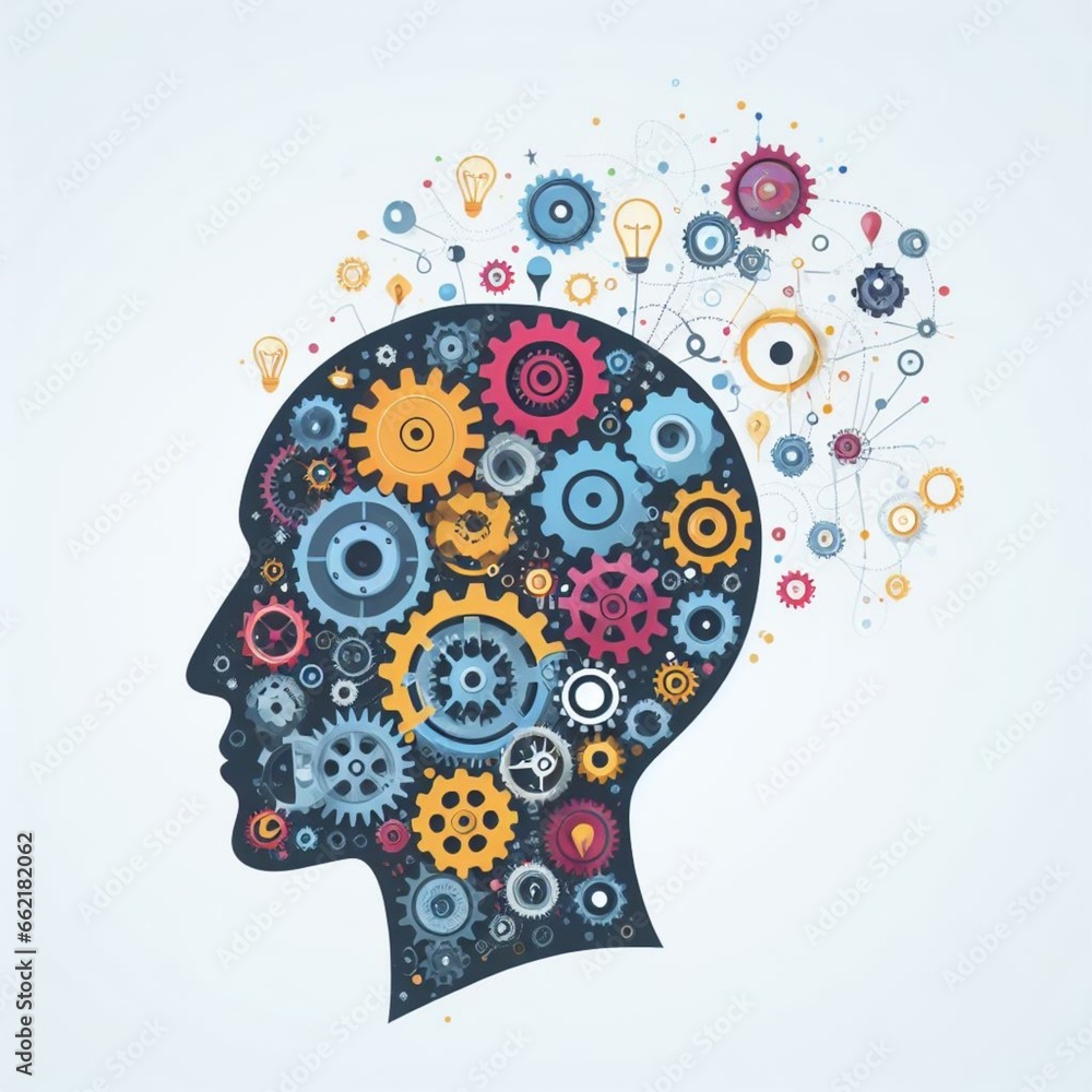 Creative Mind Concept. Group of Gears Working I Human Brain or Head. Animation on white Background. Creativity. Creative Mind Concept. Group of Gears Working I Human Brain or Head. Animation on white Background. Creativity.
