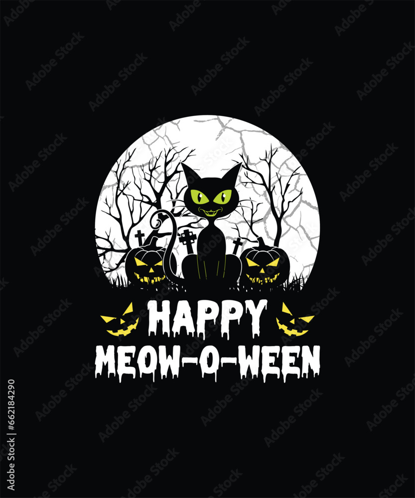 HAPPY MEOW-O-WEEN Pet t shirt design