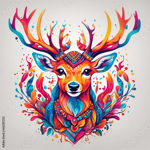 colorful deer head illustration