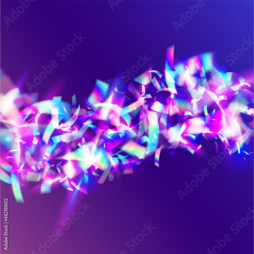 Fototapeta Naklejka Na Ścianę i Meble -  Hologram Background. Laser Element. Pink Retro Effect. Blur Colorful Wallpaper. Fantasy Foil. Cristal Glare. Crystal Art. Transparent Texture. Purple Hologram Background