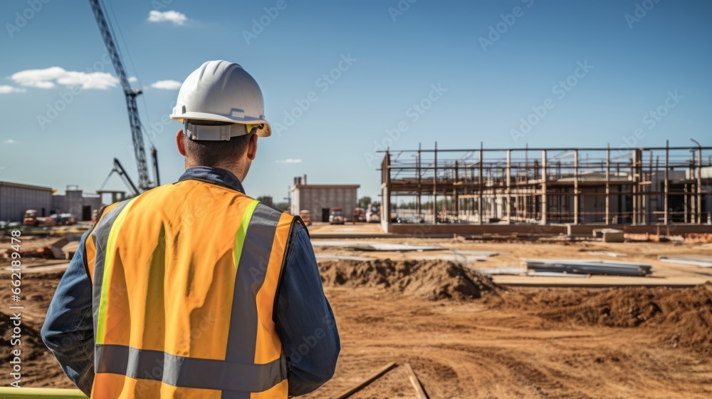 A construction foreman inspecting the progress of a project A construction foreman inspecting the progress of a project