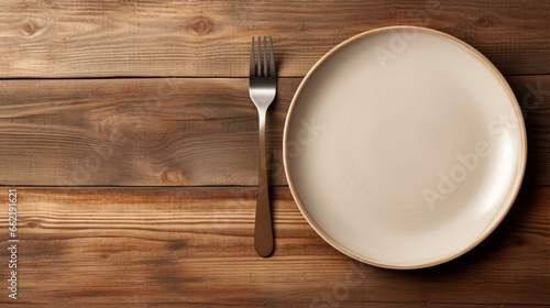 empty plate with spoon and fork   generated by AI