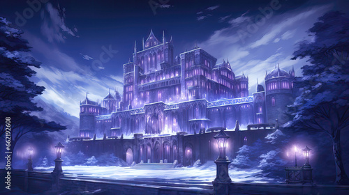 Castle in the night. Fantasy illustration