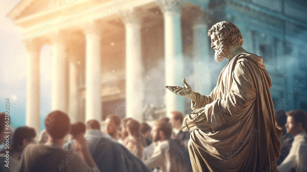 Naklejka premium Philosophical debates in an academic setting, philosophy, blurred background