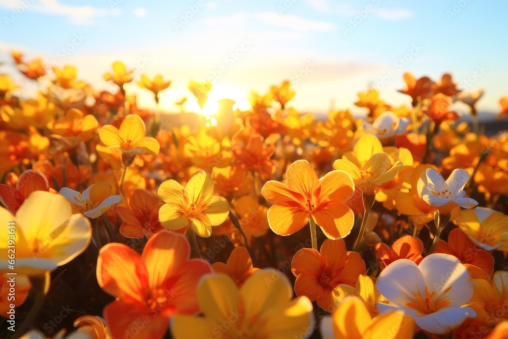 Obraz premium Colorful natural spring landscape with with flowers, soft selective focus