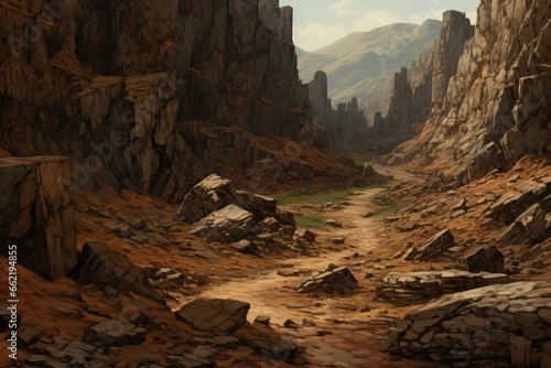 Rich, earthy layers converge, evoking nature's rugged, untouched terrain. © Kanisorn