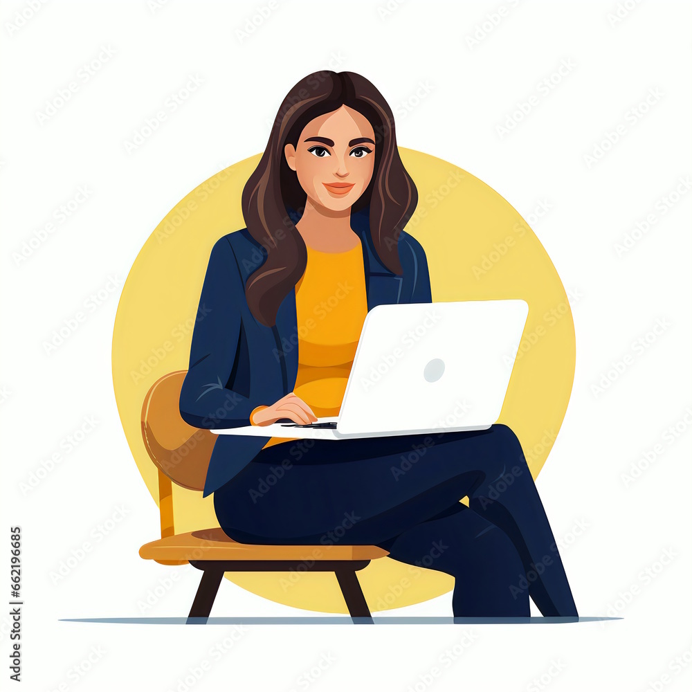 Using Laptop - Vector Illustration Using Laptop - Vector Illustration