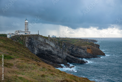 The Lighthouse on Cabo Mayor outside Santander on the atlantic coast of Spain