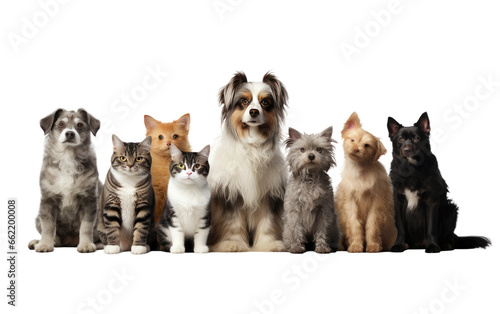 Attractive Group of Cats and Dogs Animals Isolated on Transparent Background PNG. © Haider