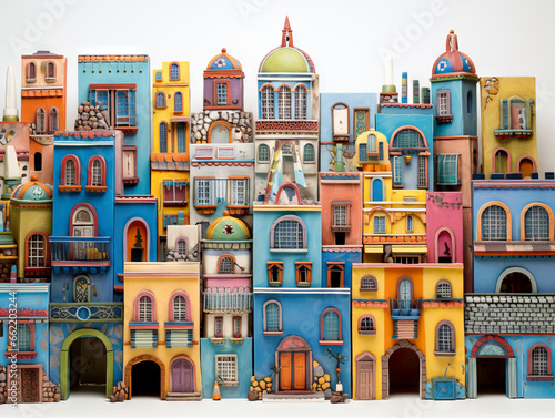 Colorful Mexican Talavera city skyline © karenfoleyphoto