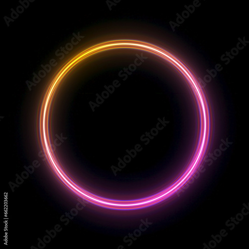 abstract background with glowing circles. glowing neon lighting on dark background.