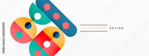 Simple circles and round elements pattern. Minimalist design geometric landing page. Creative concept for business, technology, science or print design