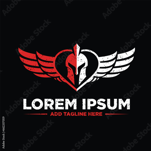 viking head with wings and love