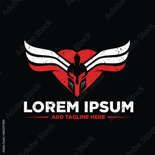 viking head with wings and love