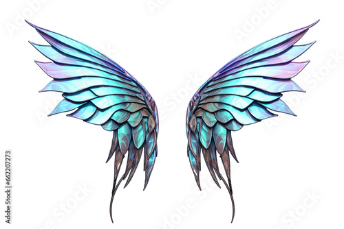 colorful iridescent butterfly elf fantasy fairy wings on transparent background
