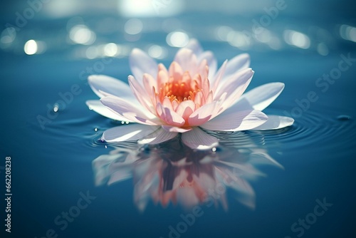 a flower floating on water. Generative AI