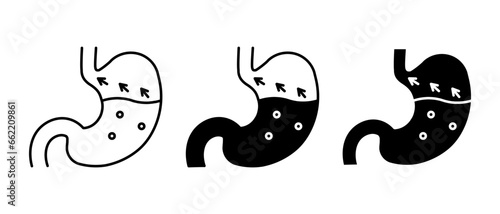 Gastroenterology icon vector set. Flatulence, bloating, gastroenteritis symbol