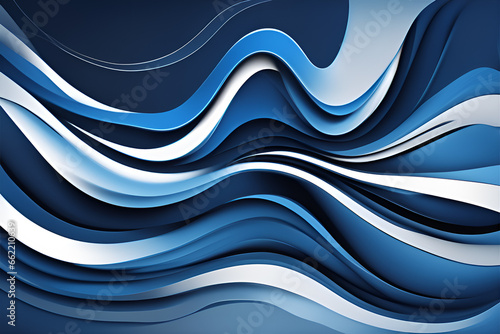 The lines in motion are steel, dark blue. Dynamic curved stripes with smooth waves and curves.