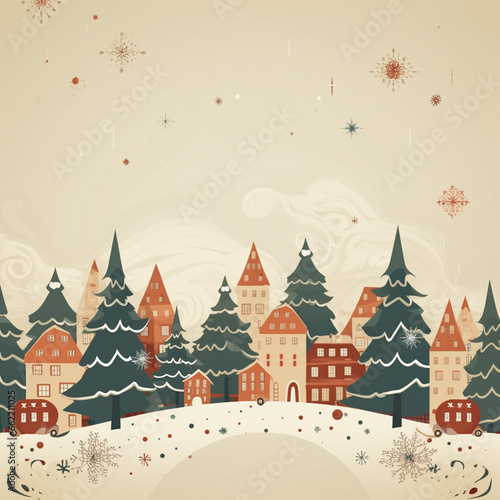 Cute christmas card with copy space for your design. Christmas background. Illustration. Generative AI