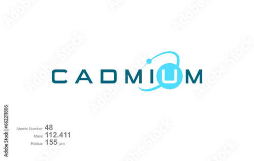 Modern logo design for the word "Cadmium" which belongs to atoms in the atomic periodic system.
