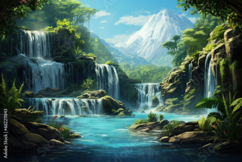 beautiful waterfall landscape