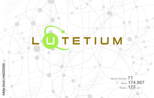 Modern logo design for the word "Lanthanum" which belongs to atoms in the atomic periodic system.