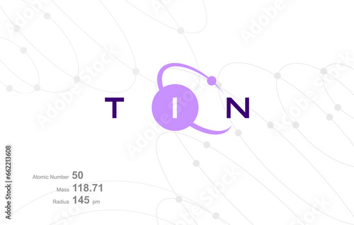 Modern logo design for the word "Thulium" which belongs to atoms in the atomic periodic system.