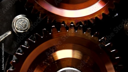 Close-up gear working in factory