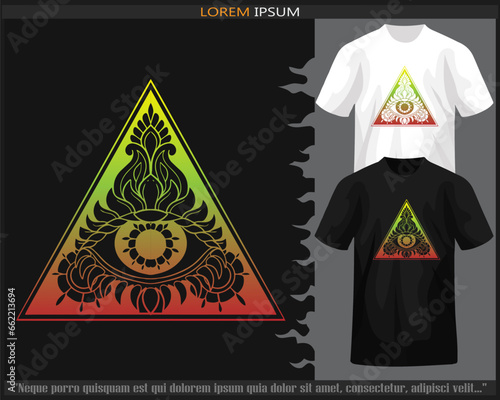 Gradient Colorful Triangle eye head mandala arts isolated on black and white t shirt.