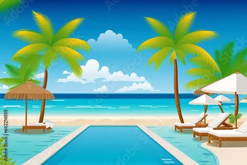 Summer vacation concept. Seaside Oasis. Unwind and Indulge at the Beach Resort. Generative AI