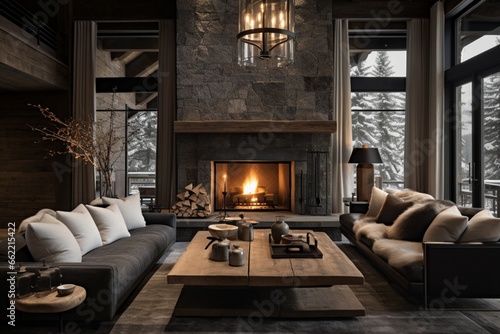 Create a cozy, upscale ski chalet with a roaring fireplace © Muhammad