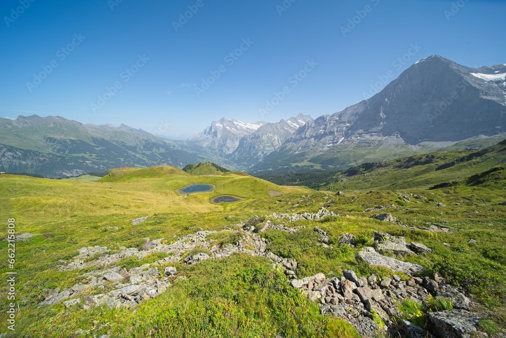 The Bernese Oberland in Switzerland, landscape from the hiking trail 
