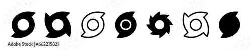 Set of hurricane or tornado vector symbols. Natural calamity icon. Typhoon, disaster or storm icons. Vector 10 Eps.