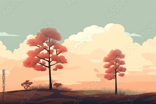 simple scenery featuring trees. Generative AI