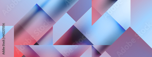 Vivid abstraction unfolds. Triangles in seamless harmony  composing dynamic geometric backdrop. Interplay of angles and hues forms captivating tapestry  evoking modernity and artistic allure